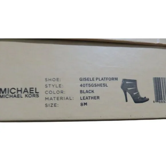 SOLD! Michael Kors Gisele Black Leather High Glossed Caged Platform Boots 8 - Picture 13 of 14